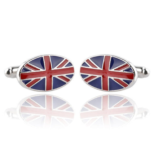 British Flag Geometric Fashion Men's French Shirt Cufflinks