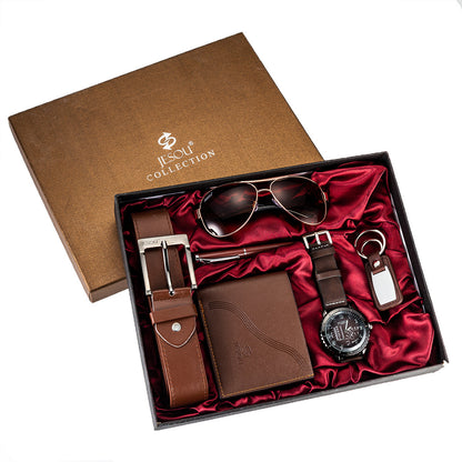 Mens gift set beautifully packaged watch belt wallet