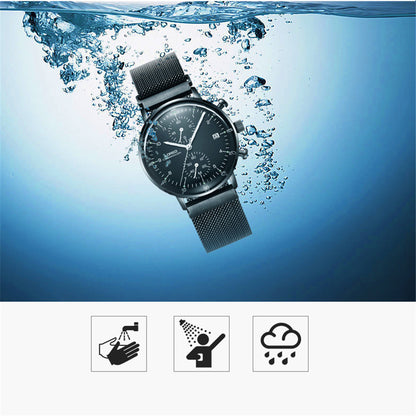 Men's sports quartz watch waterproof stainless steel band