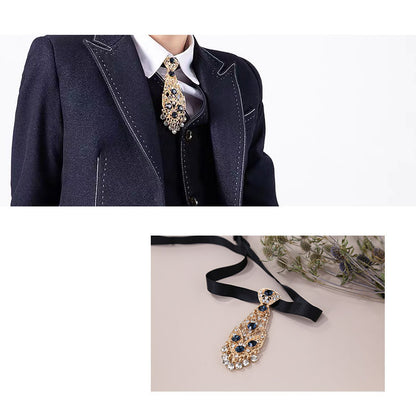 Men's Suit Metal Diamond-encrusted Tie Dress And Bow Tie
