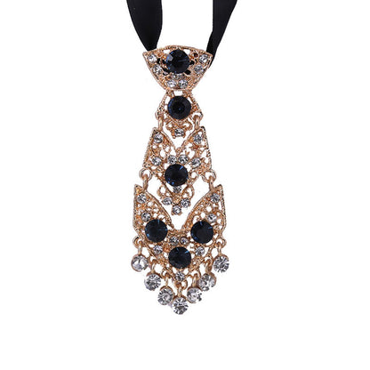 Men's Suit Metal Diamond-encrusted Tie Dress And Bow Tie