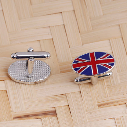 British Flag Geometric Fashion Men's French Shirt Cufflinks