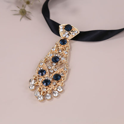 Men's Suit Metal Diamond-encrusted Tie Dress And Bow Tie